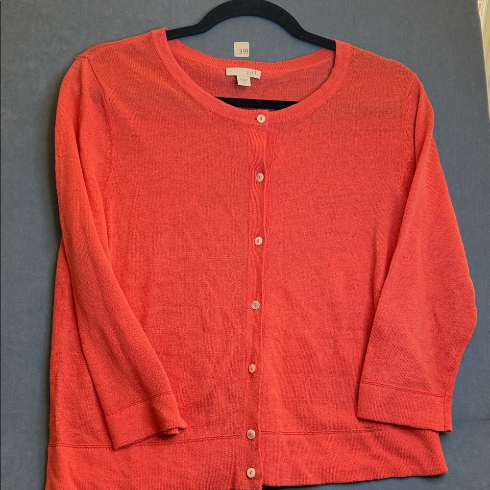 J. Jill Vibrant Salmon Knit‎ Cardigan Size Small